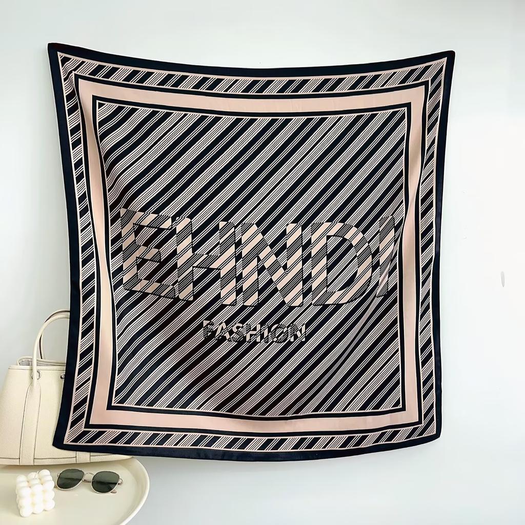 90Cm Blue Cashew Print Headscarf For Women Spring And Summer New Style Emulated Silk Cashew Scarf Satin Color Shawl Scarf