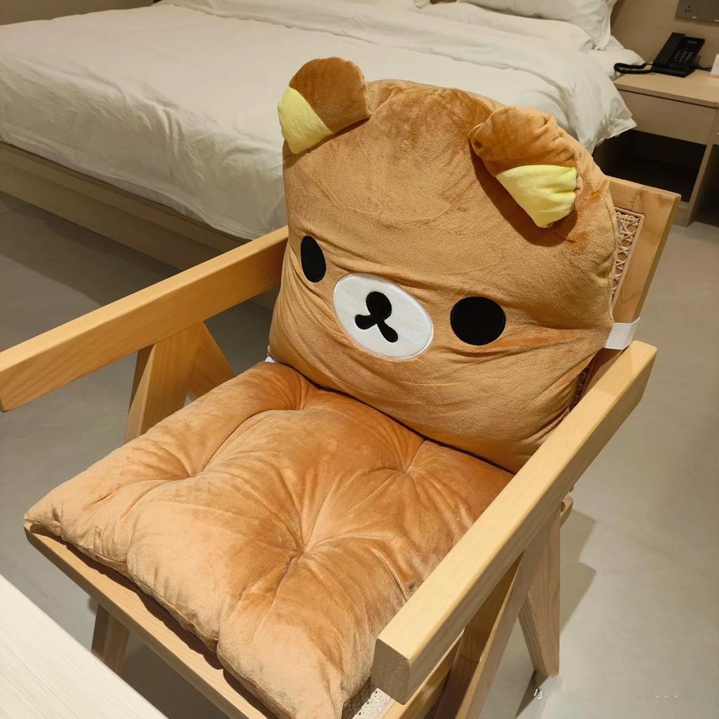 Kawaii Rilakkuma All-in-One Plüschstuhl Kissen Rückenlehnenkissen Weiches Gemütliches Sitzpolster für Wohnheim Bürostuhl Sofa Schlafzimmer Frauen