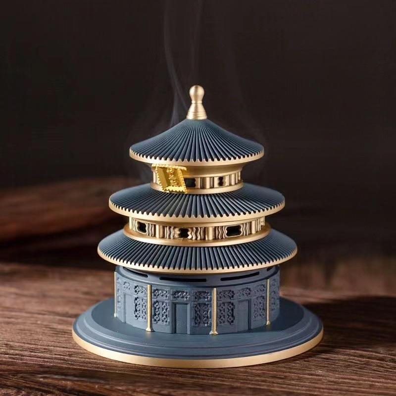 

Temple of Heaven Copper Incense Burner Tearoom Study and Living Room Purify The Air Temple Worship of Buddha Religious Supplies синий