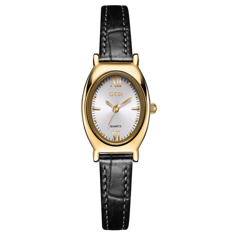 High-Value Leather Women'S Watch, Exquisite Oval High-End Quartz Watch, Guangzhou Women'S Waterproof Watch