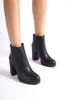 Women's Modern Stylish Fashion Round Toe Trak Sole Mid Heel Women's Boots