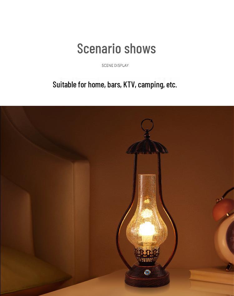 Vintage Chinese Kerosene Table Lamp - Old Shanghai Style Bedside Night Light