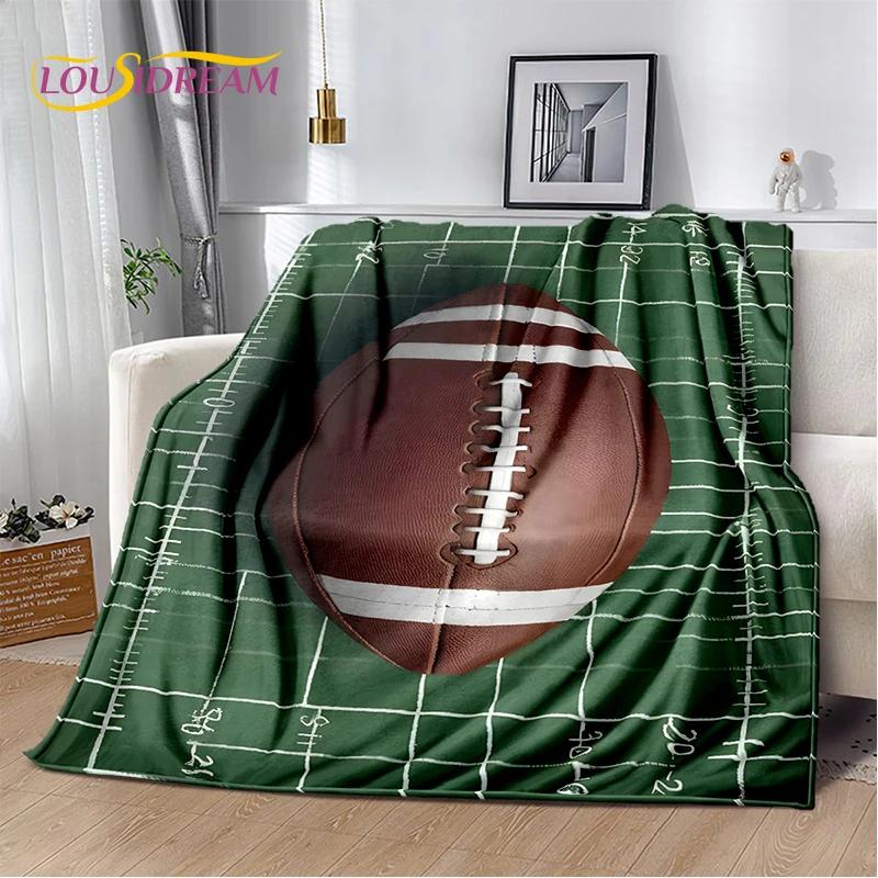 3D Rugby Field Rugby American Football Cartoon 2026 Soft Blanket,Soft Throw Blanket for Home Bedroom Bed Sofa Travel Cover Child