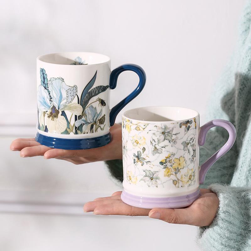 Iris Ceramic Mug Event Opening Gift Creative Flowers High Precision Water Cup Event Business Souvenir