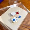 Japanese Cute Dripping Oil Flower Bear Color Matching Earrings Simple Niche Design Earrings Women