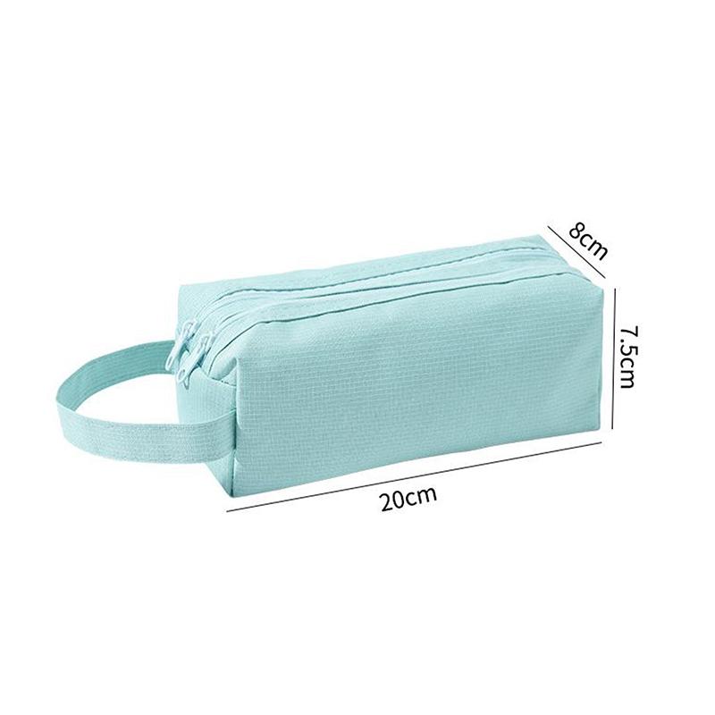 Dvouvrstvé zipové pouzdro na tužky, taška na uložení psacích potřeb, velká kapacita, jednobarevné pouzdro na tužky, školní potřeby