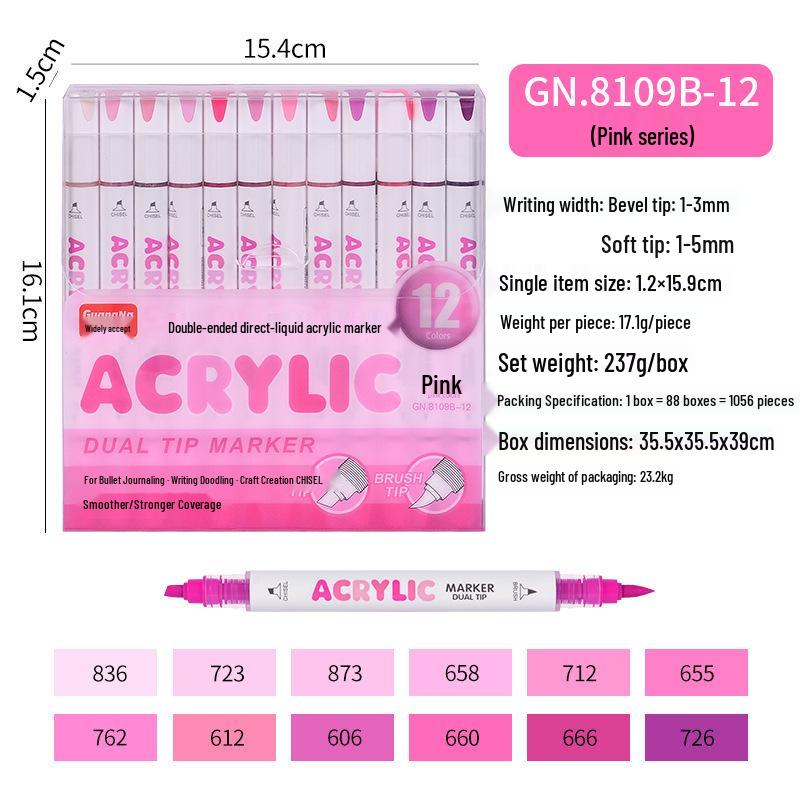 Guangna 8109 Stackable Double-ended Acrylic Marker Pens for DIY Doodling, Journaling, and Art