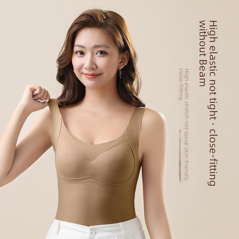 Colete feminino de veludo quente de dupla face com almofada de peito sem costura - roupa íntima ideal para outono e inverno