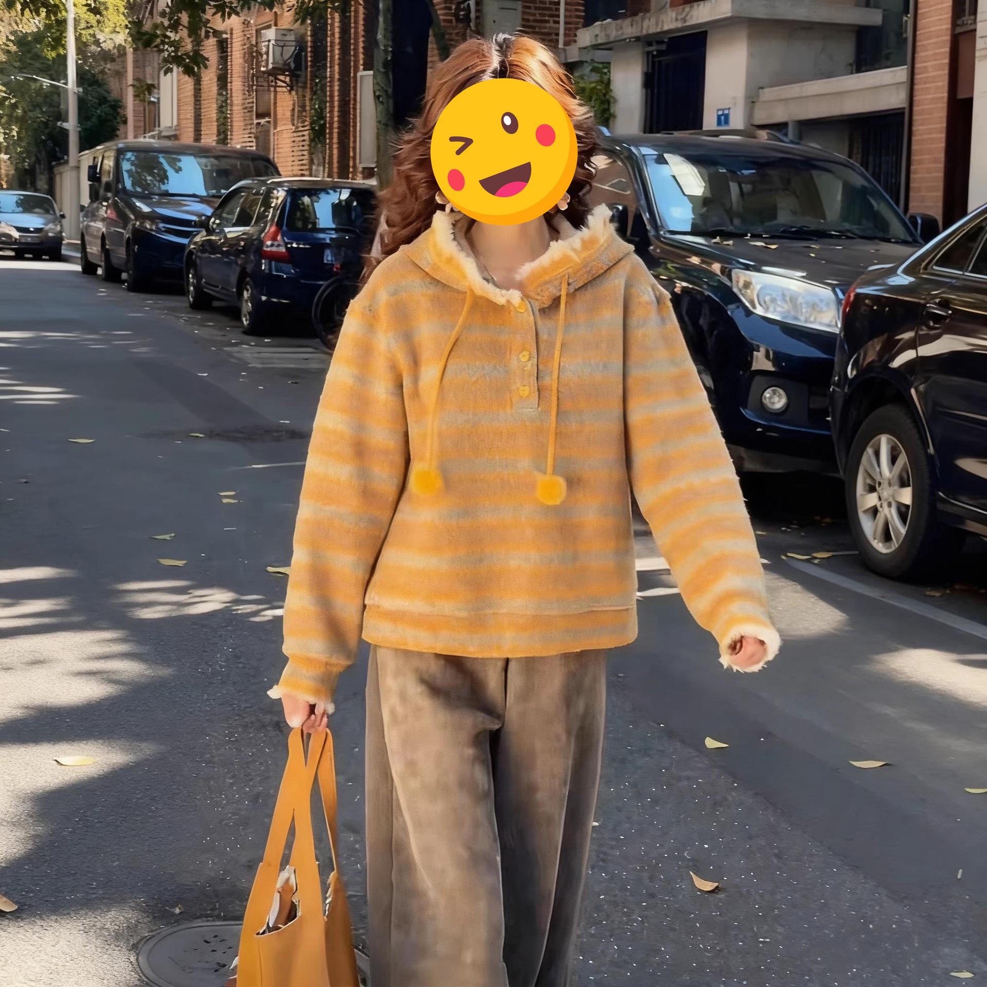 

Korean Style Women s Winter 2025 Striped Hoodie with High-Waisted Casual Pants 2XL [Recommended for 62.5-70 kg]