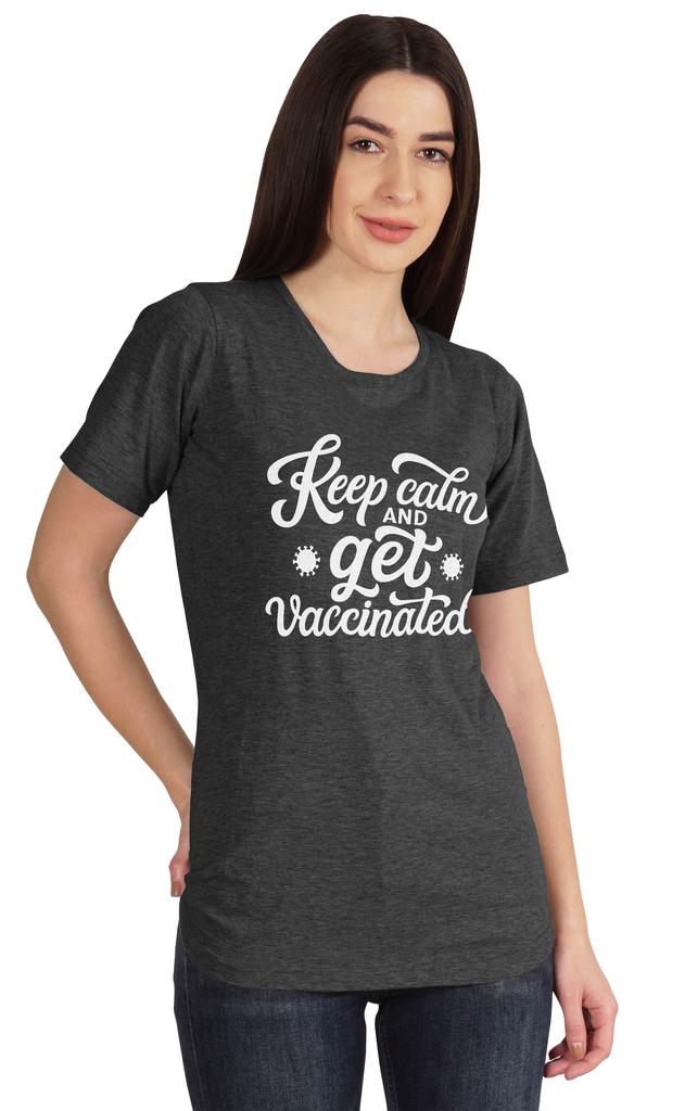 Inkmeso Keep Calm And Get Vaccinated Funny Pro Vaccine Crew Neck T-shirt For