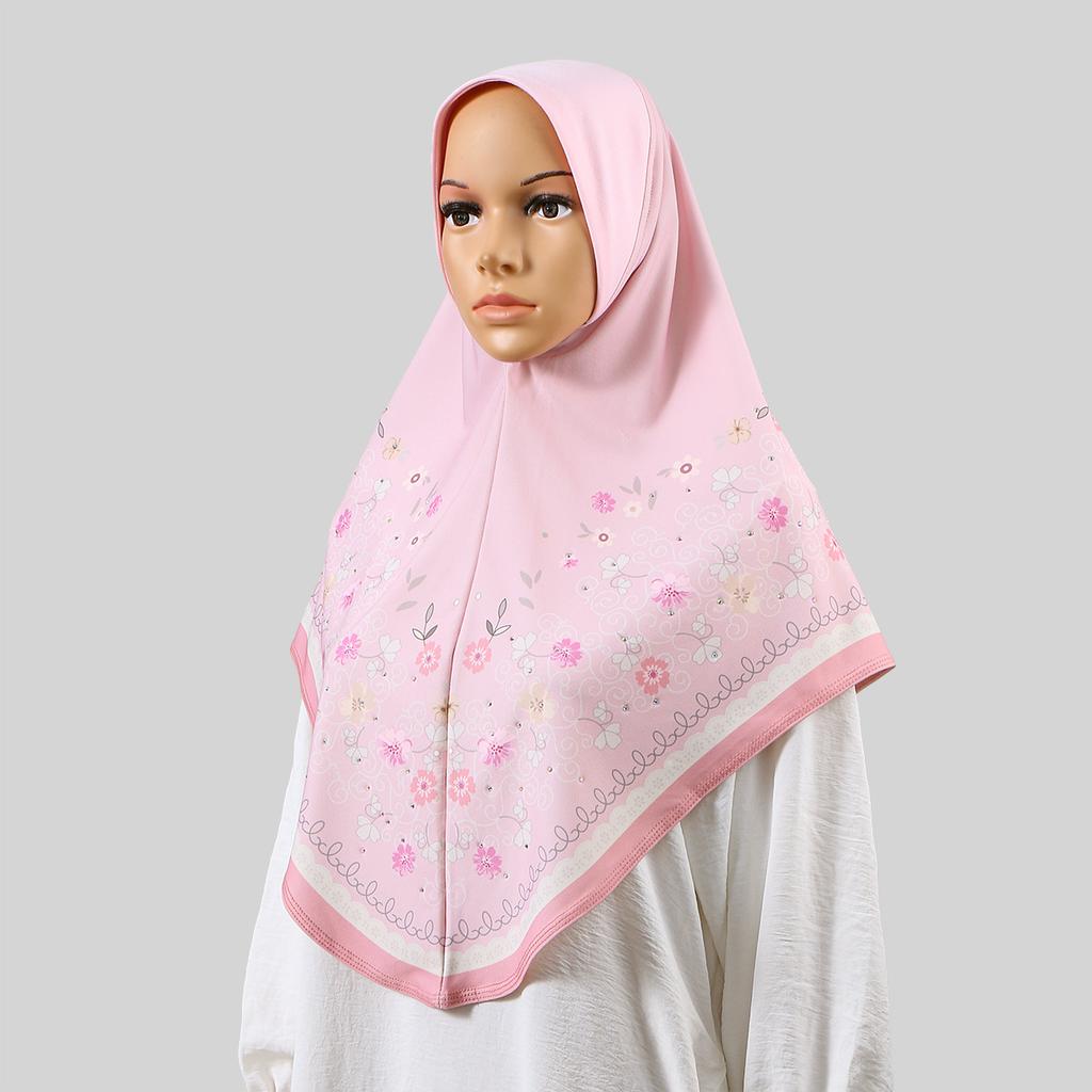 New Malaysia Women Hijabs Shawl Floral Print Diamond Fashion Arab Elastic Head Wrap Bonnet Long Scarf Scarves Turban Cap