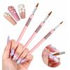 3PCS Brush for Acrylic Nails, Nail Brushes for Acrylic Application, 2/4/5 Sizes with Non-slip Handle, Purple-Pink Gradient for DIY & Home Use