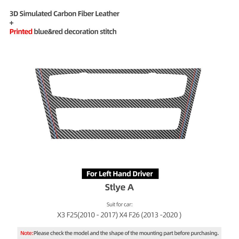 

Betterhumz For BMW X3 X4 F25 F26 Car Central Control Air Conditioner Button CD Panel Trim Made of Alcantara Cover Accessories A carbon LHD