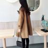 Women Fall Winter Trench Coat Double-breasted Thick Warm Vintage Woolen Mid Length