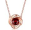 Women's Four-Leaf Clover Necklace, 925 Silver with Natural Red Garnet Choker Jewelry