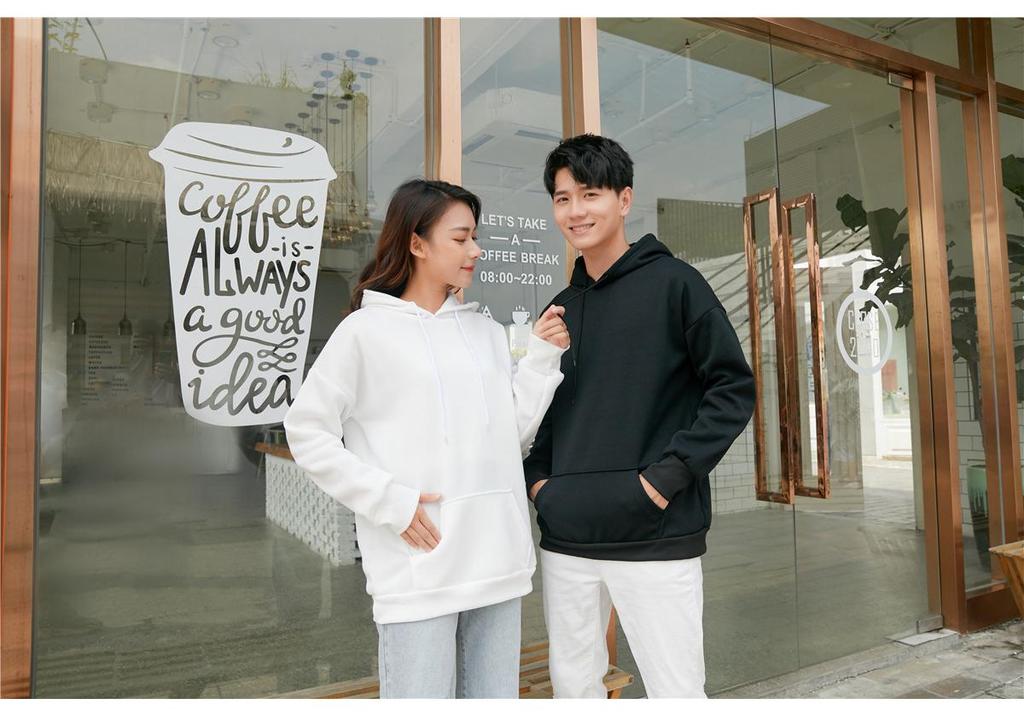 Solid Color Plus Velvet Unisex Loose Hooded Sweatshirt
