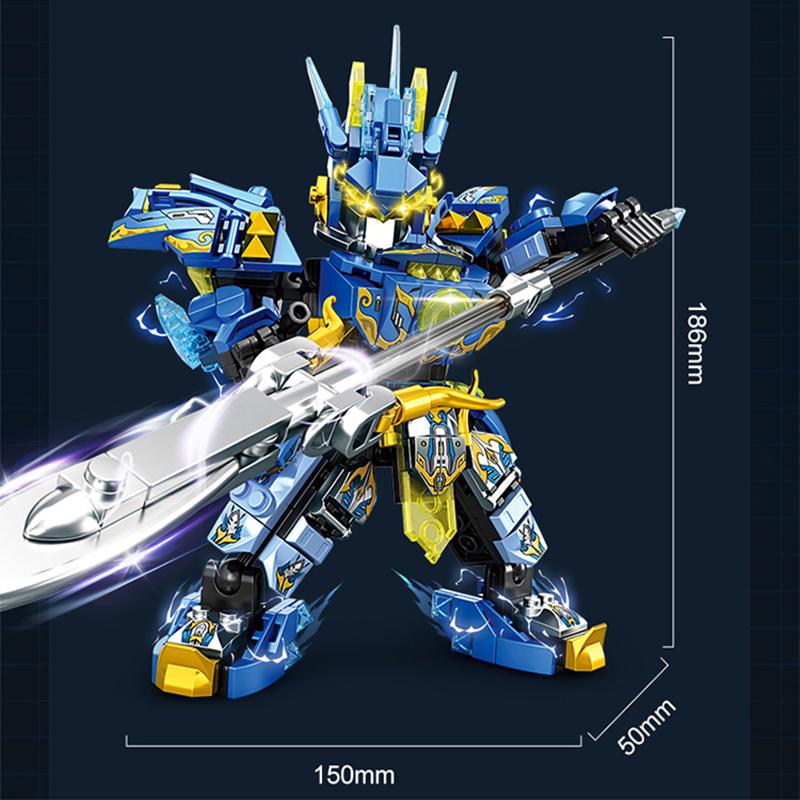 Super Hero Mecha Warrior Building Blocks Blue Zhao Yun Robot Model DIY Action Figure Boys Birthday Christmas Gift Kids Toy