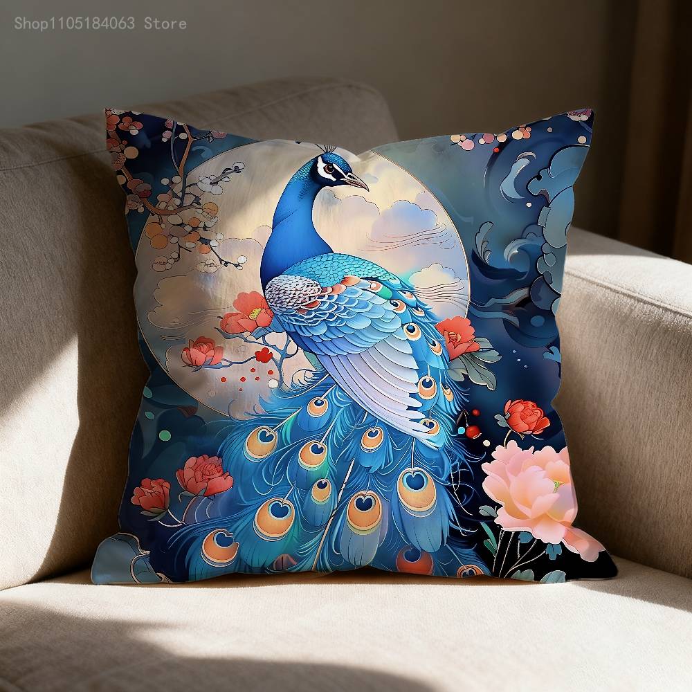 Mandala Peacock Pattern Throw Pillow Case For 30x30cm 40x40cm 45x45cm 50x50cm 55x55cm Square Sofa Pillowcase Shell