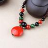 GemChic dámské nové etnické keramické korálky pletený náhrdelník s přívěskem Vintage nastavitelný řetízek narozeninový vánoční dárek šperk