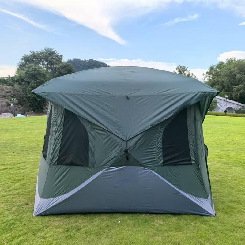 Automatic Quick-Open Double-Layer Camping Tent 3-5 People Waterproof Outdoor Shelter With Fiberglass Poles Green