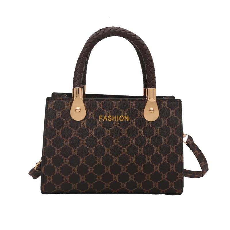 Chic White Plaid Handheld Small Square Bag For Women Stylish Winter Shoulder Purse кофейный