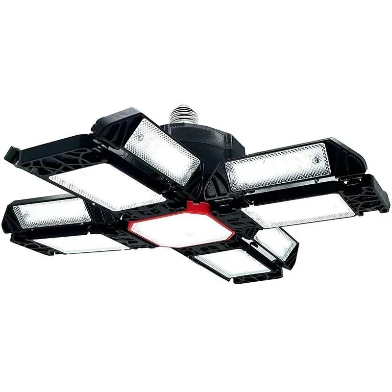 Bright Led Garage Light Deformable Ceiling Lighting with Adjustable Panels Shop Work Lamps for Storage Warehouse Workshop Light