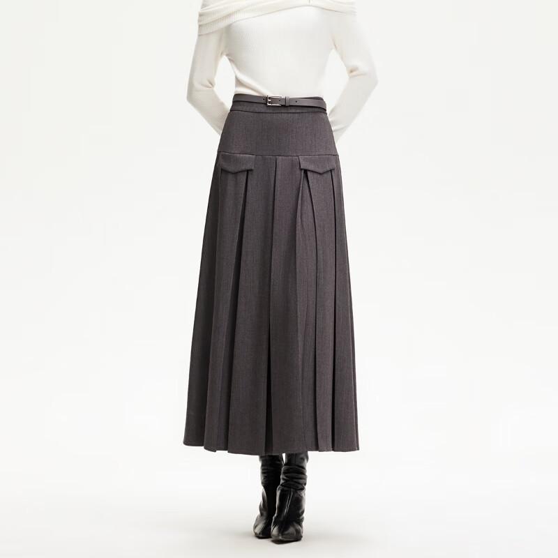 Veromoda 2025 Spring Elegant Pleated Midi Skirt