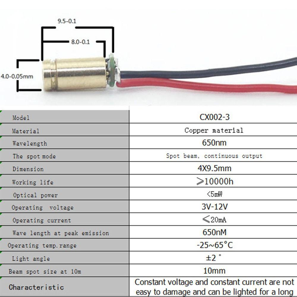 1pc High Quality 6V Copper Head Adjustable Lasers Dot Diode Module 4mm Laser Diodes 650nm5mw