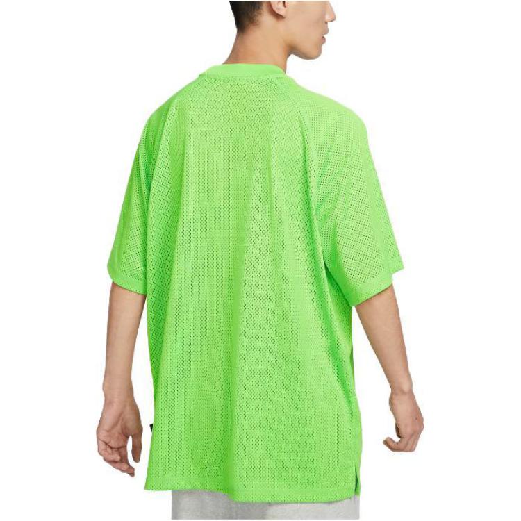 Nike T Shirts Men's Green Yellow Crew Neck Moderate Straight Fit DX0157-313