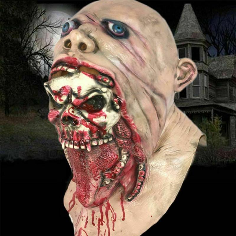 Zombie Mask Creepy Halloween Props Scary Realistic Face Mask Adult Party Cosplay Costume Props Horror Infected Zombie Masks