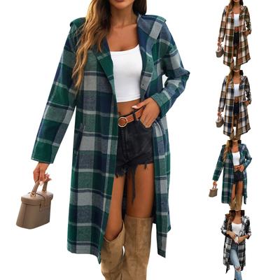 Women's Casual Fashion Comfortable Leisure Loose Contrast Color Buttoned Hooded Jacket