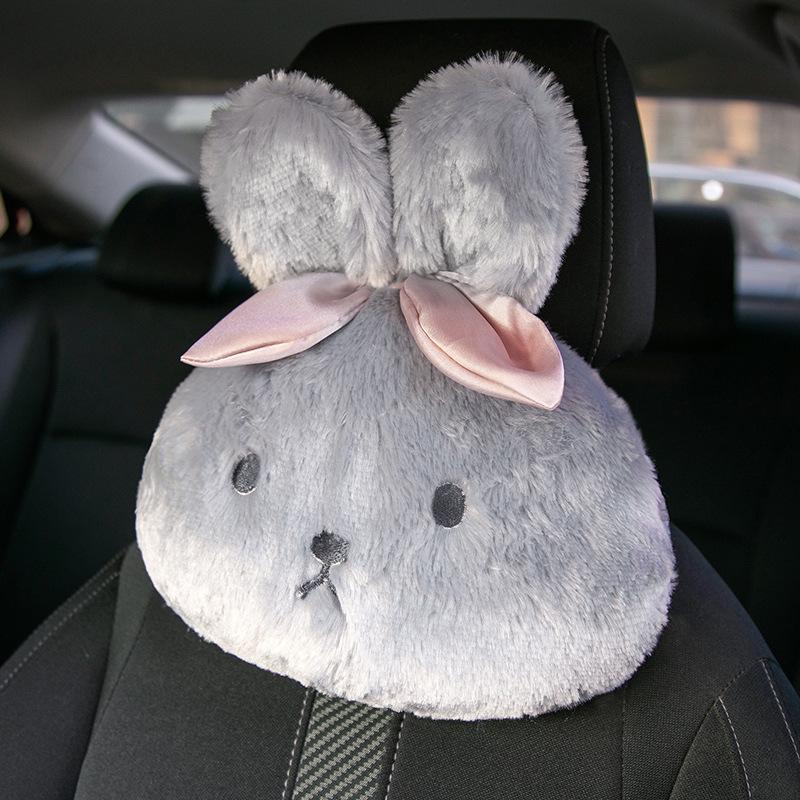 Four Seasons Car Neck Pillow - Cartoon Rabbit Design, Plush & Comfortable Headrest Support
