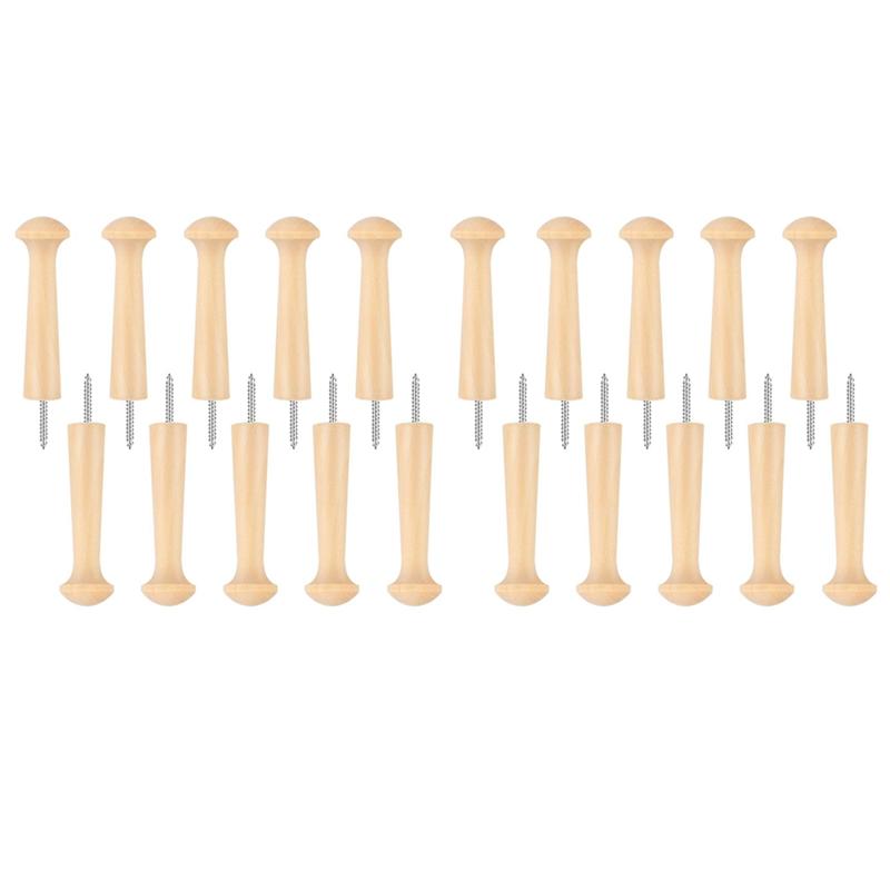 

Good-20Pcs Wooden Shaker Peg Wood Screw-On Shaker Pegs Unfinished Wood Shaker Racks For Hanging Clothes Hats Towel