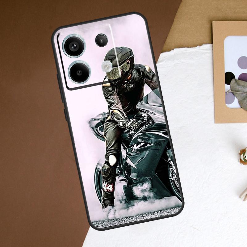 Neon Motorcycle Biker Phone Case For Redmi Note 12 13 Pro Plus 9 10 11 Pro 9S 10S 11S 12S Redmi 10C 12C 13C Cover