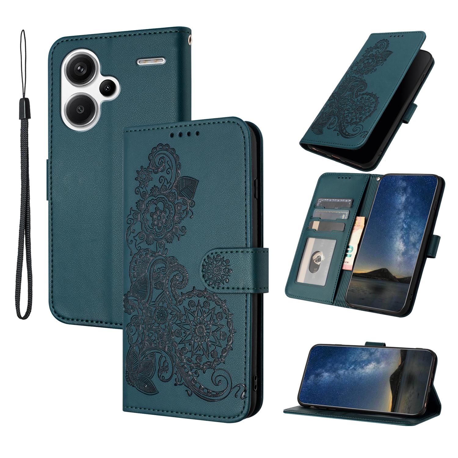 

Для Xiaomi Redmi Note 13 Pro+ 5G Чохли для телефону Шкіряний гаманець з квіткою мандали Мобільна кришка з ремінцем A