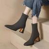 New High Heel Square Toe Women Ankle Boots Fashion Back Zipper Dancing Party Prom Shoes Street Style Ladies Short Botas De Mujer