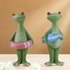 Tiermodell Harz Urlaubs Frosch Statue Lustiger Niedlicher Stil Surfende Frosch Statue Handgefertigte Tierskulptur Schreibtisch