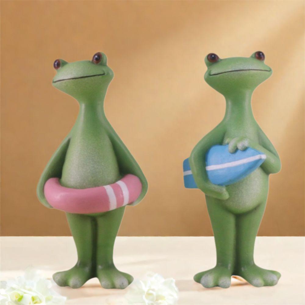 Tiermodell Harz Urlaubs Frosch Statue Lustiger Niedlicher Stil Surfende Frosch Statue Handgefertigte Tierskulptur Schreibtisch