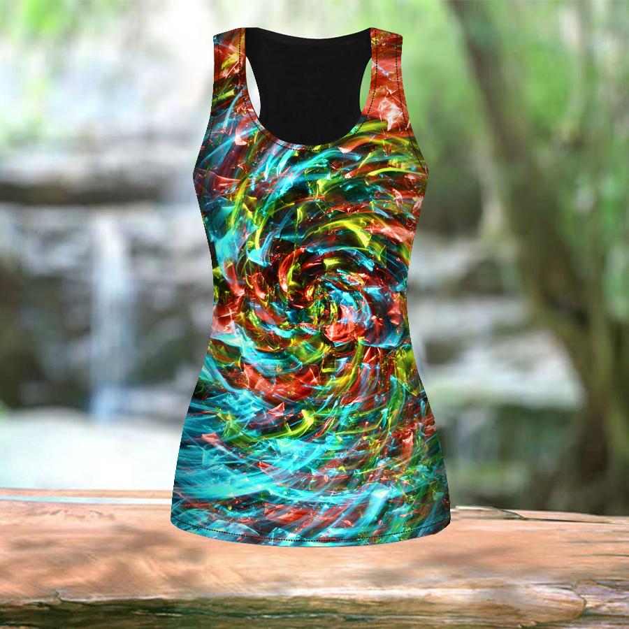 3D Crystal Windmill Print Women Workout Yoga Gym Printed Summer Sport Shirts Plus Size Vests