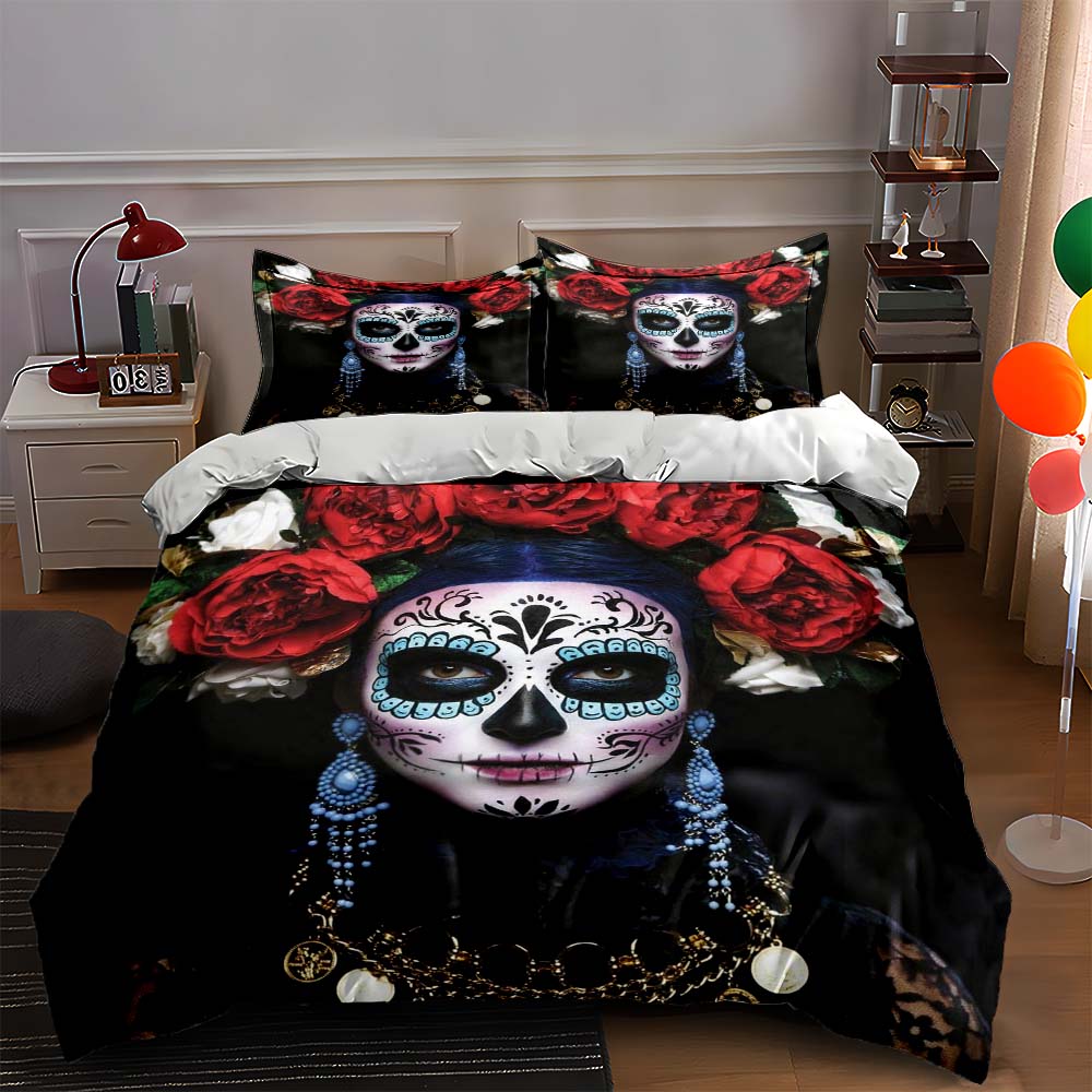 

Vivid floral skull. Bedding Duvet cover sets Duvet covers Pillowcases gifts (1 * Duvet Cover 2 * Pillowcases, without duvet insert) 135x200cm
