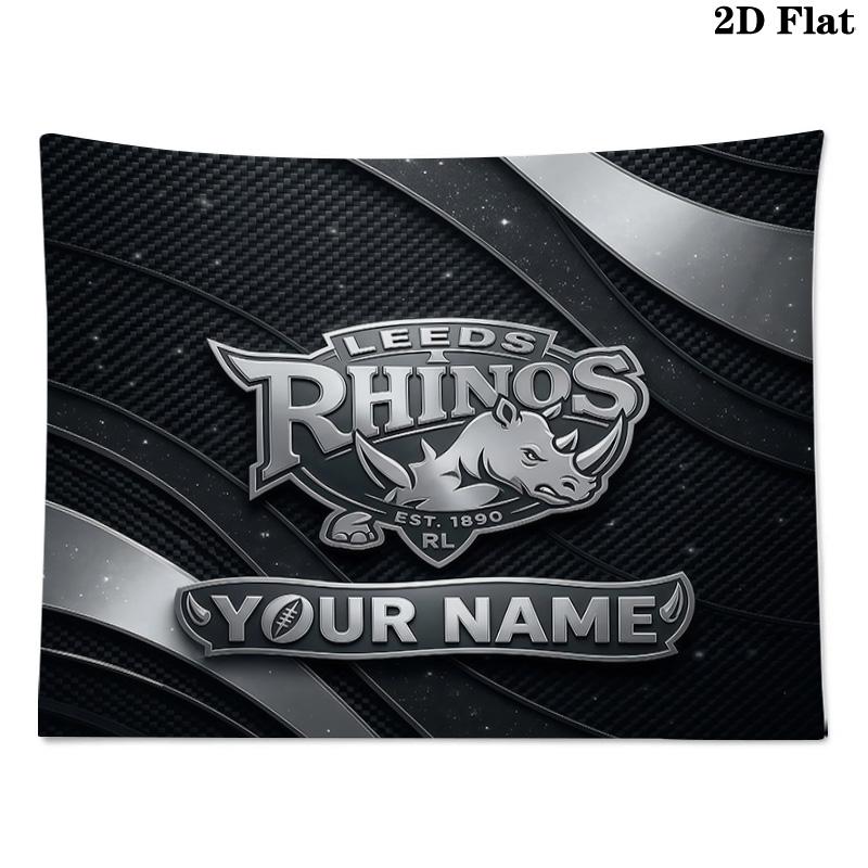 Custom Name Leeds Rhinos2 Printed Tapestry – Wall Hanging for Bedrooms, Dorms, and Home Decor