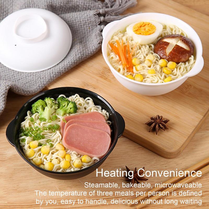 Ramen Bowl Microwavable Noodle Bowls With Lid Microwave Bowl Covered Design For Heating Convenience Not Easy To Burn For Boiling
