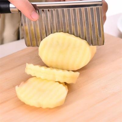 Patates Dalgalı Kenarlı Bıçak Paslanmaz Çelik Mutfak Aleti Sebze Meyve Kesme Aleti Mutfak Aksesuarları Patates Kızartması Makinesi