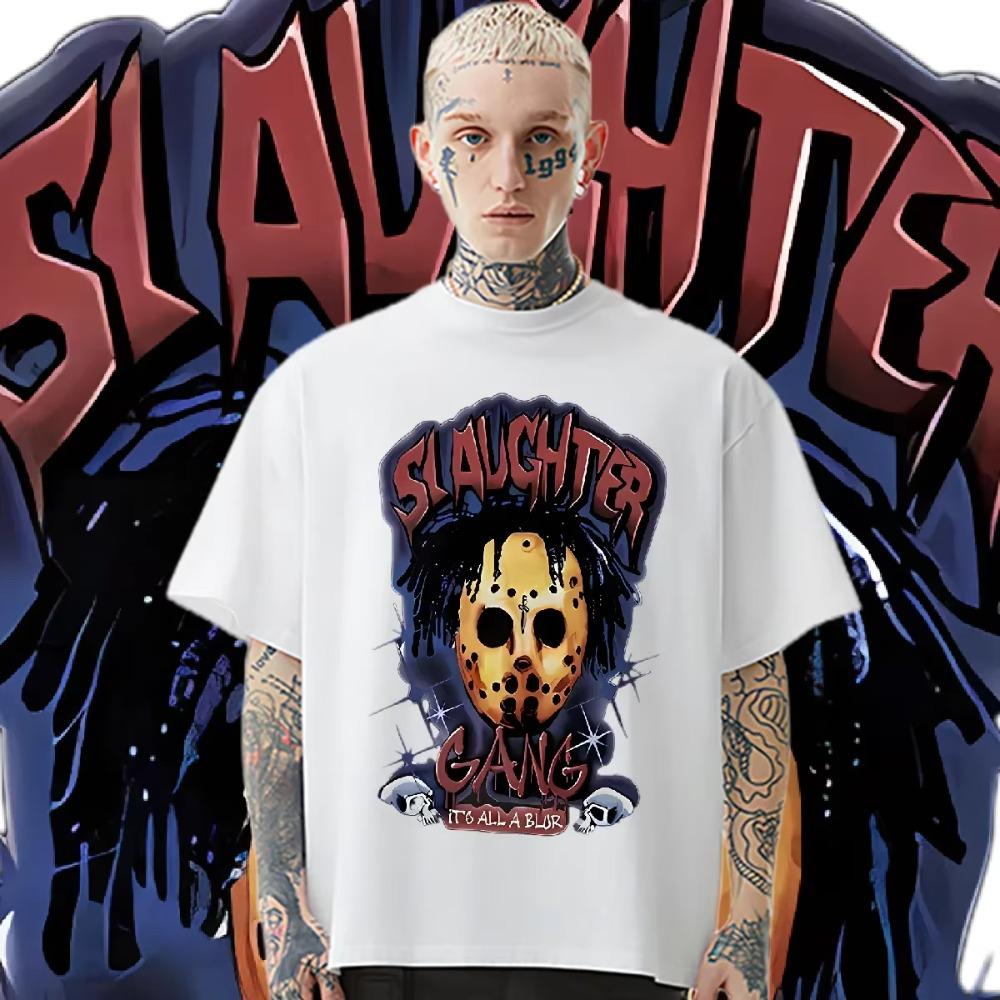 Horror Koszulka z okrągłym dekoltem Luźna z krótkim rękawem Retro Harajuku Męska Koszulka Graficzna Styl Rapu Topy Moda Koszulka Błaha Koszulka