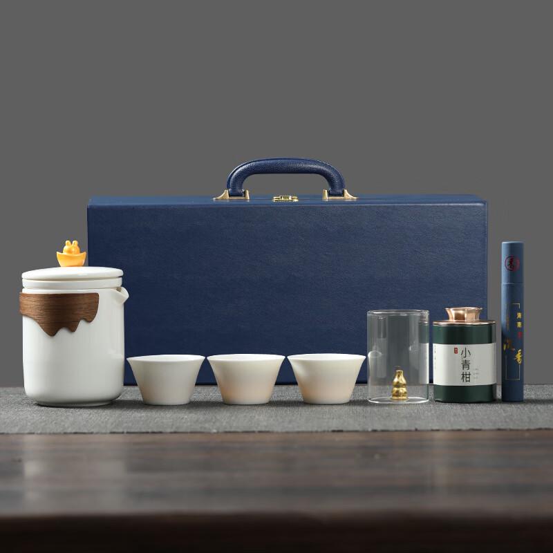 Sushe Ceramic Portable Tea Set with Bamboo Tray (7-Piece)