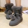 Fashion Sweet Pink Furry Non Slip Snow Boots Women 2025 Winter Warm Fluffy Fur Flats Ankle Boots Cute Pom-Pom Designer Girl's Shoes 41