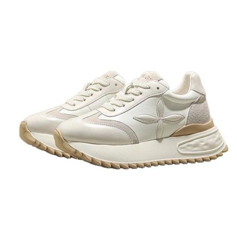 Small Inner Height Increase Women's Shoes Genuine Leather Spring and Summer New Casual Sports Dad Shoes