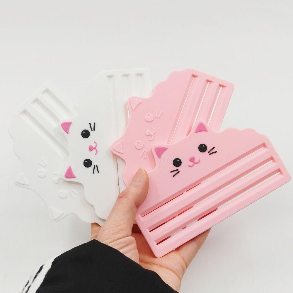 2pcs 3 Slots Design Cat Treat Squeezer Manual Press 3D Printed Wet Food Extruder Ergonomic Handle Portable Cat Treat Dispenser