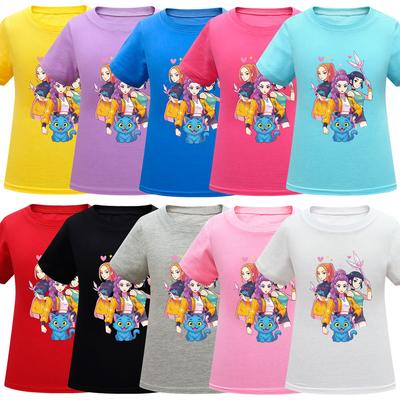 Kids Girls Anime Cartoon K-POP Rumi Zoey Mira Printed Casual Short Sleeves T-Shirt Top