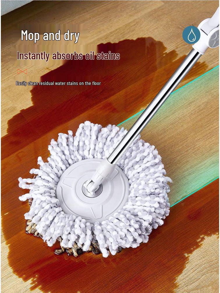 Mop Giratório de Dupla Utilização Aprimorado com Balde Plano Mãos-Livres para Limpeza Seca e Molhada